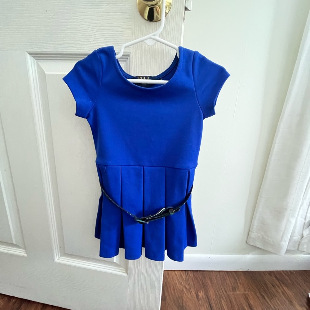 Royal blue Ralph Lauren dress with belt and pleated bottom